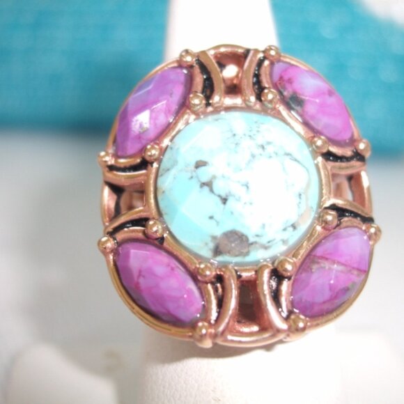 Jewelry - STUDIO BARSE BRONZE TURQUOISE & PURPLE STONE RING NEW SIZE 8